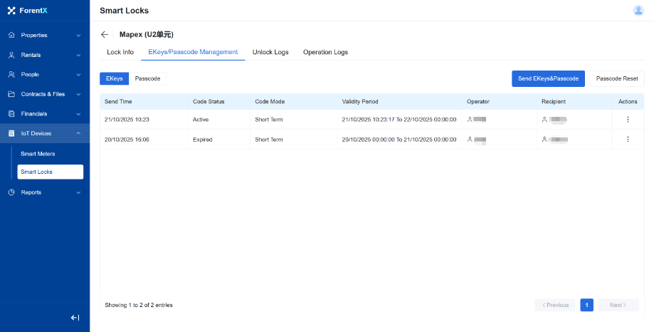 Select a smart lock from the Web list