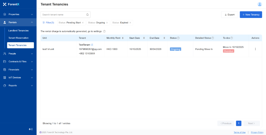 Open the tenancy setup flow