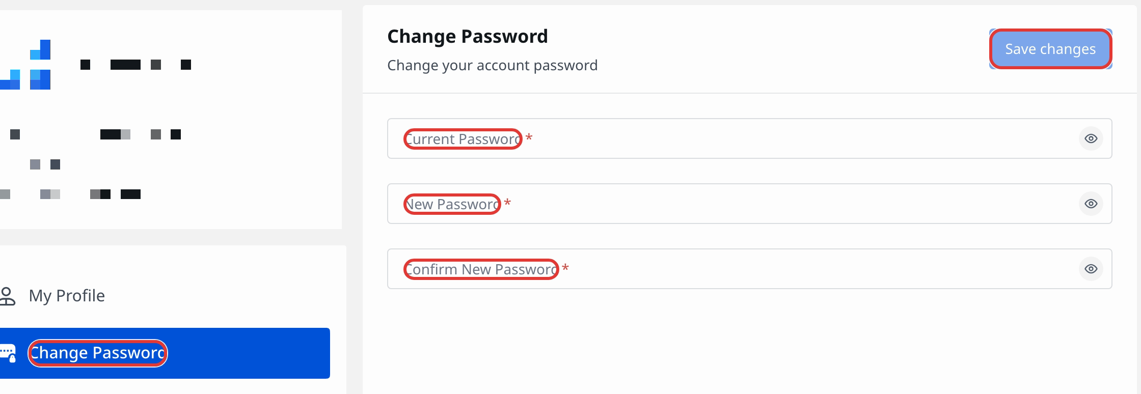 Change Password form