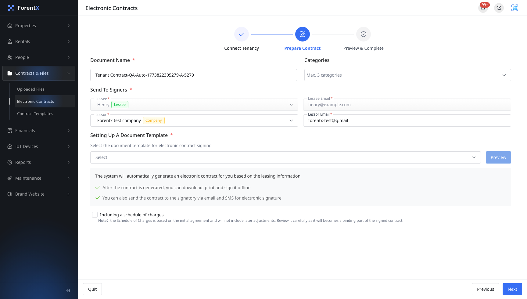 Electronic Contract Prepare Step