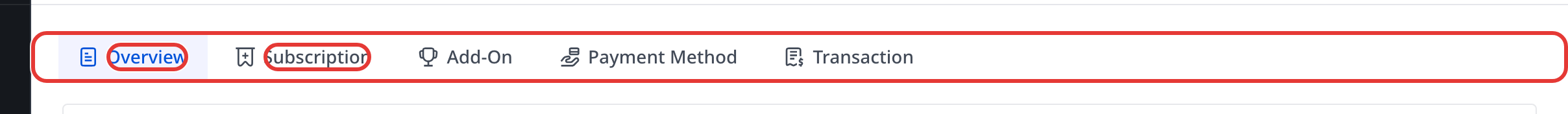 Subscriptions entry