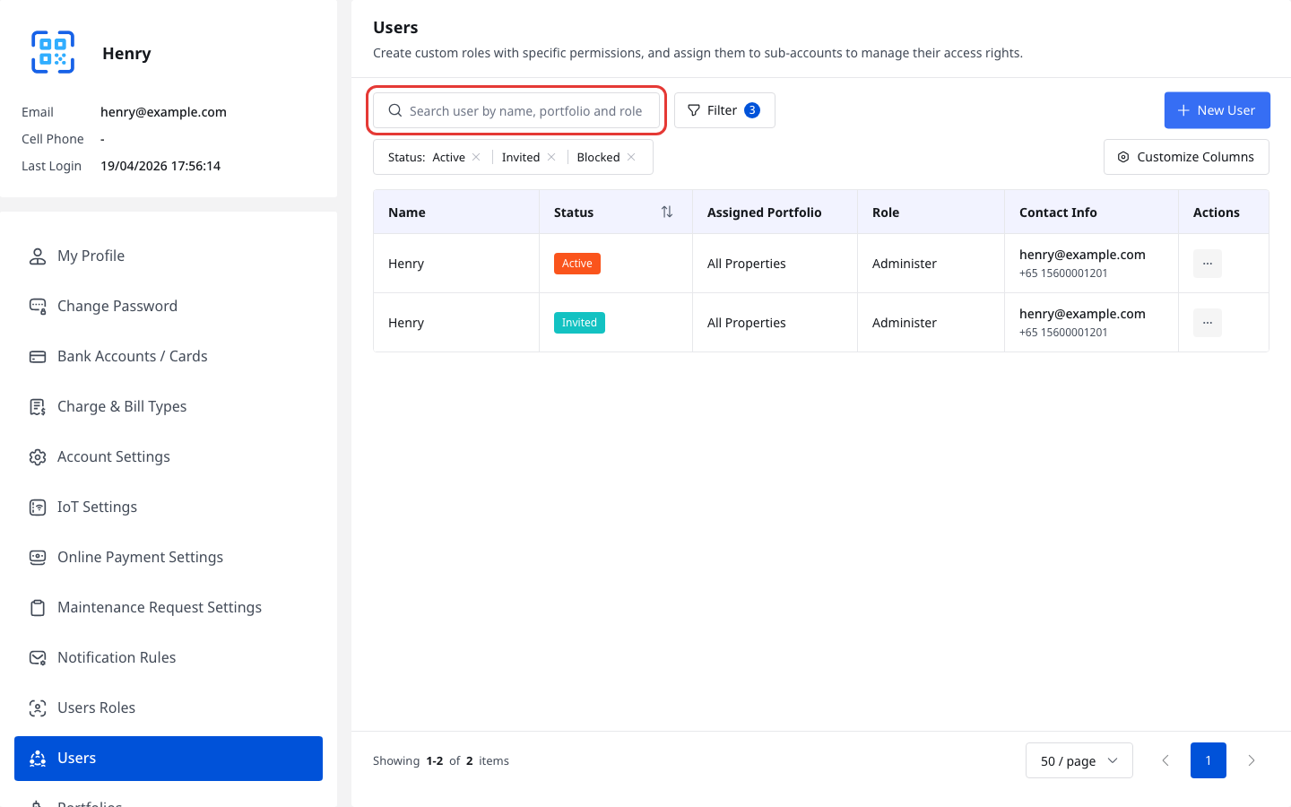 Users List Overview