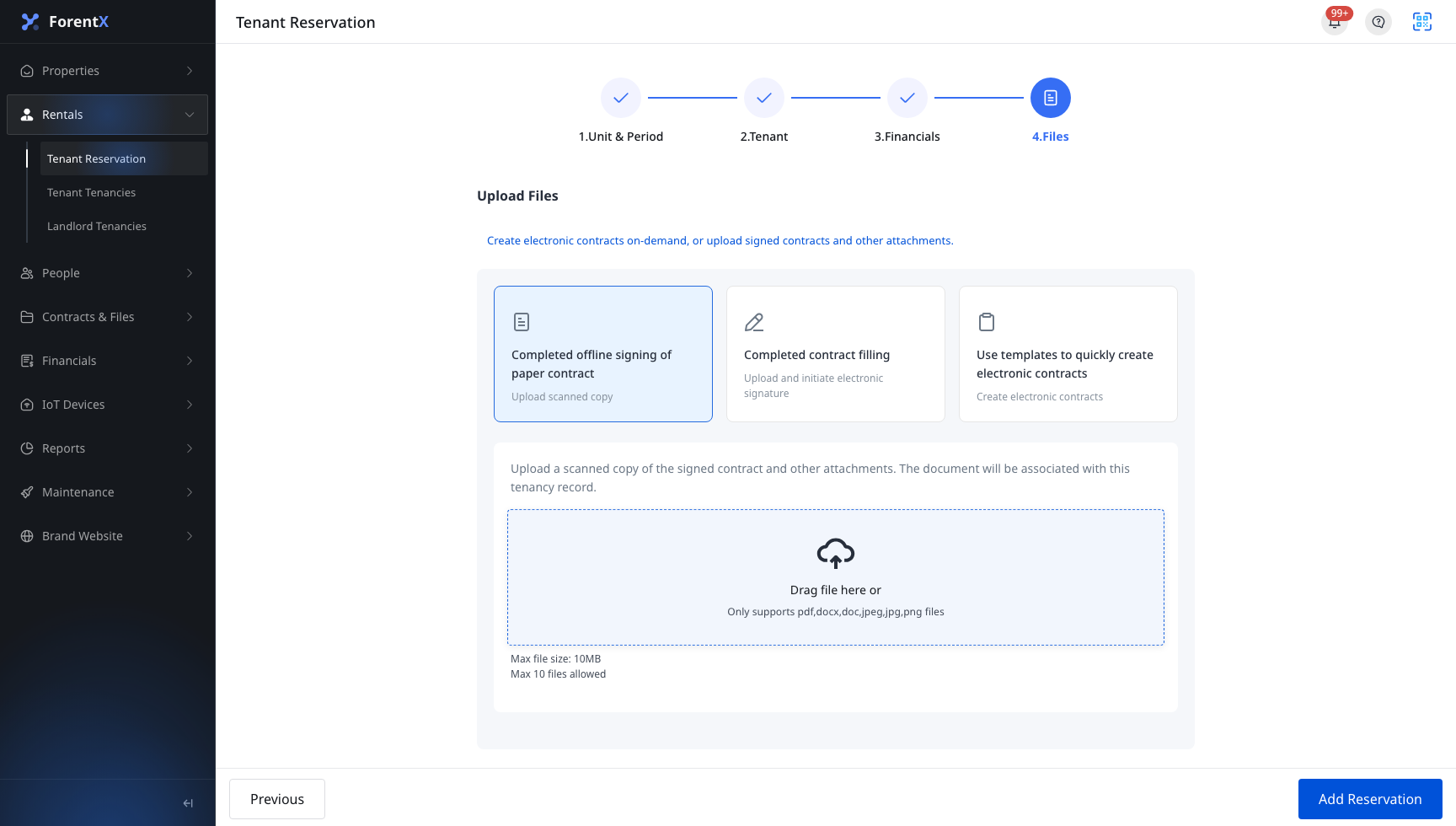 Web reservation files step