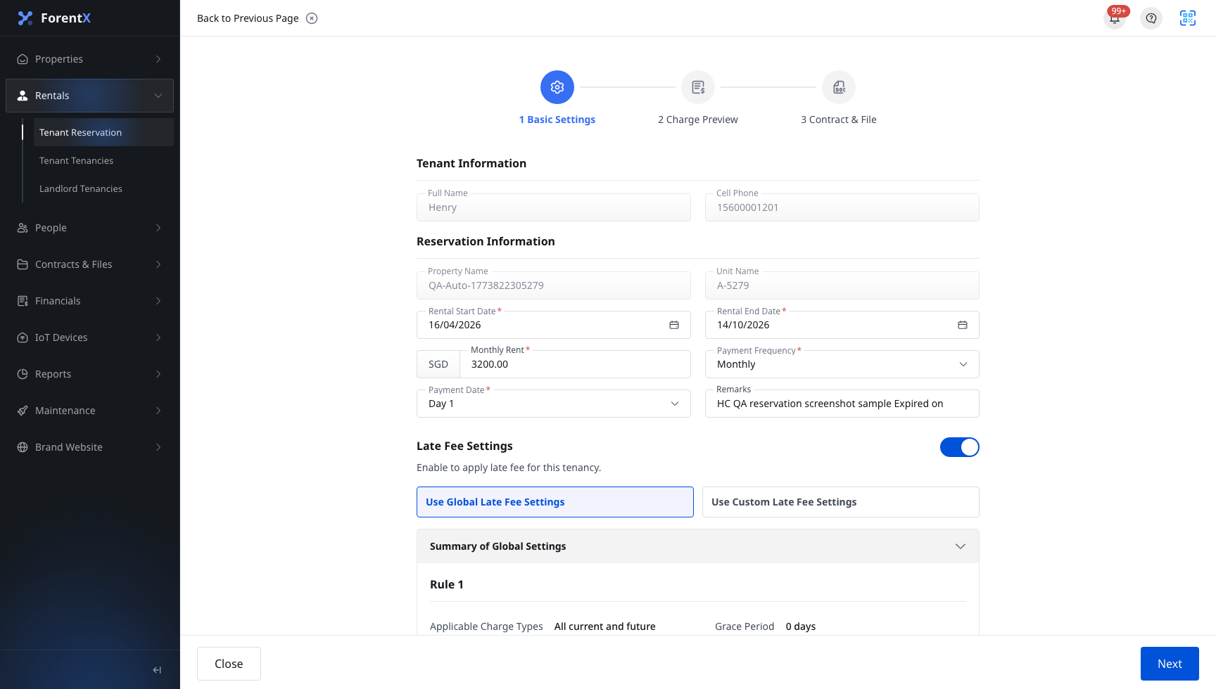Web Basic Settings in Create Tenancy