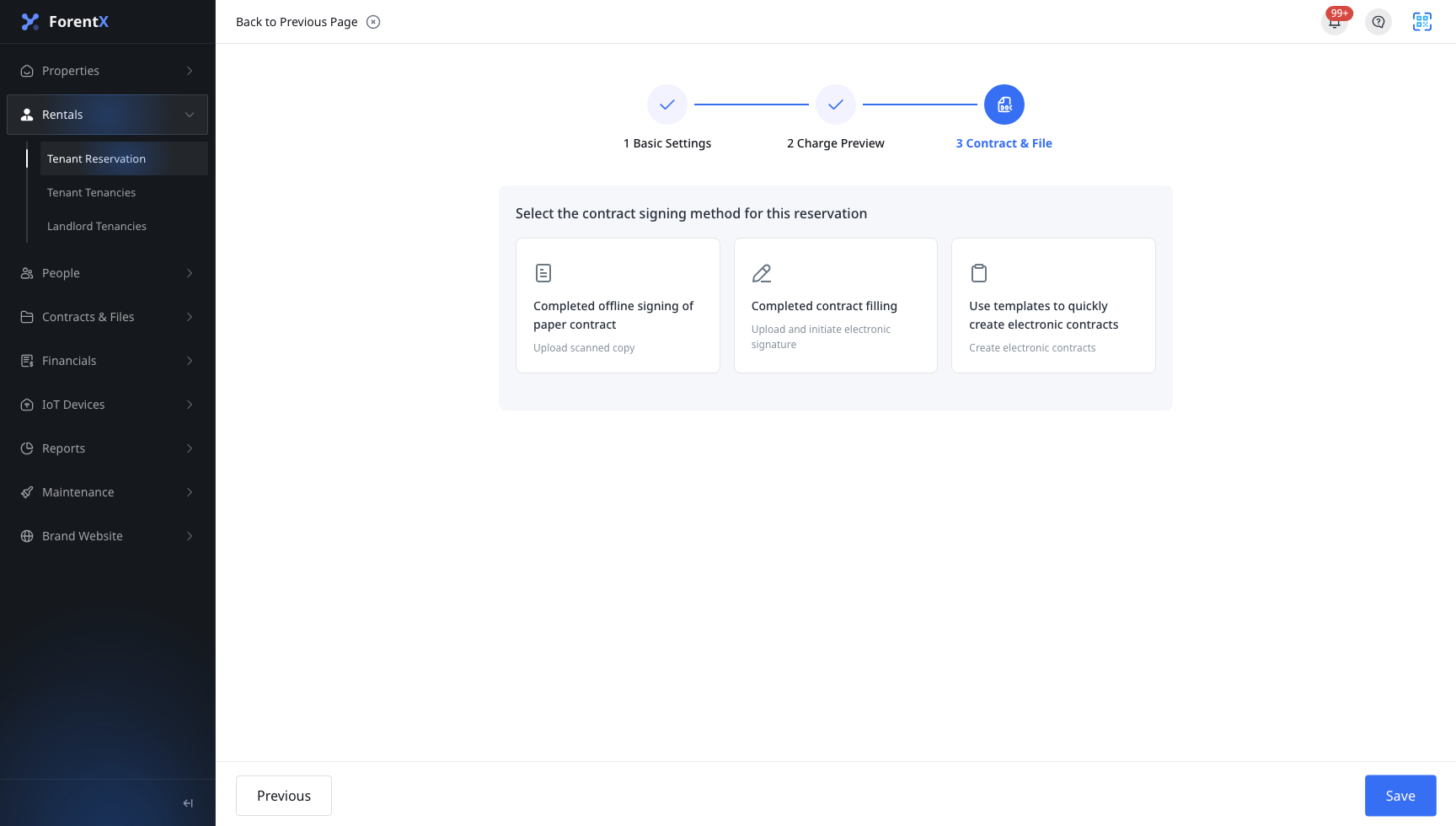 Web Contract and File step in Create Tenancy