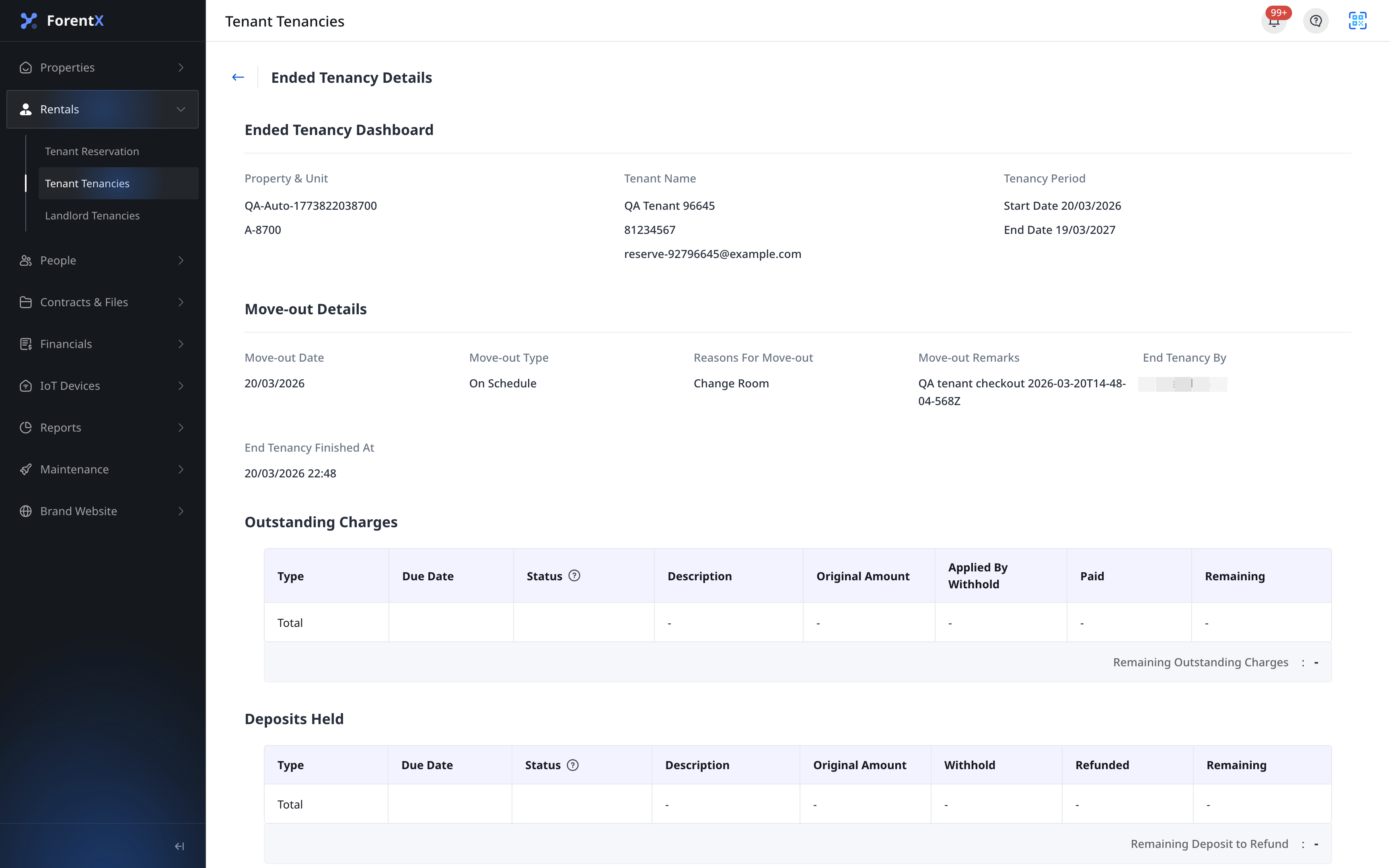 Web ended tenancy details page