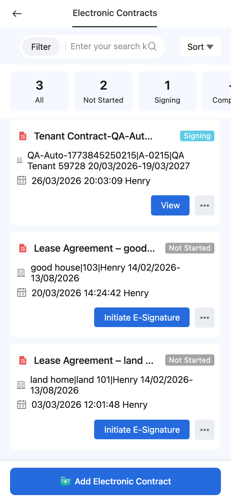 App Electronic Contracts List
