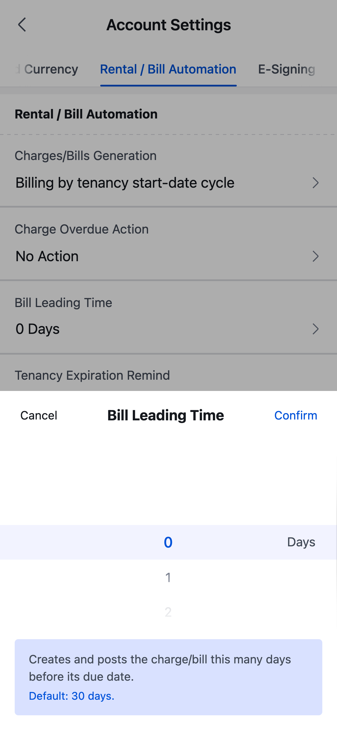 App bill leading time popup