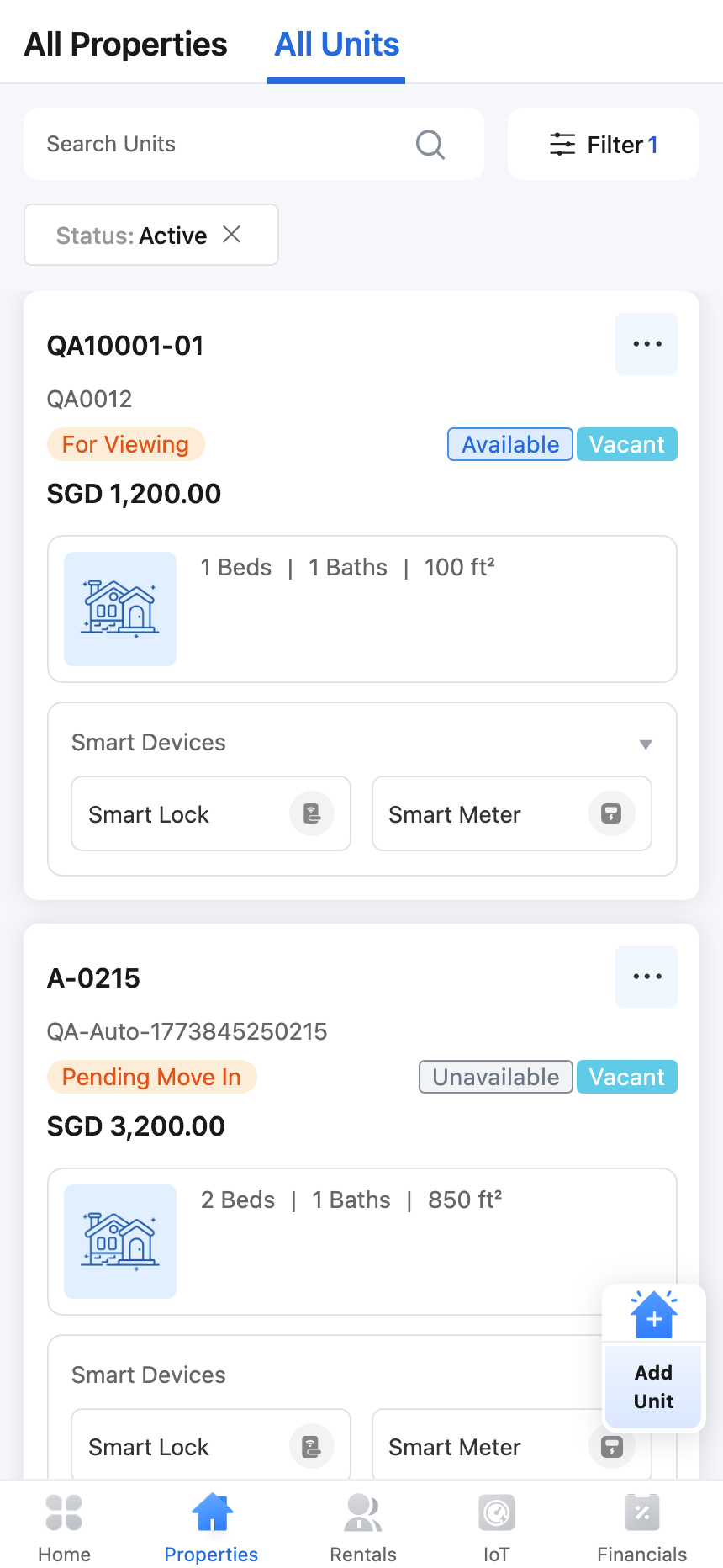 App All Units overview