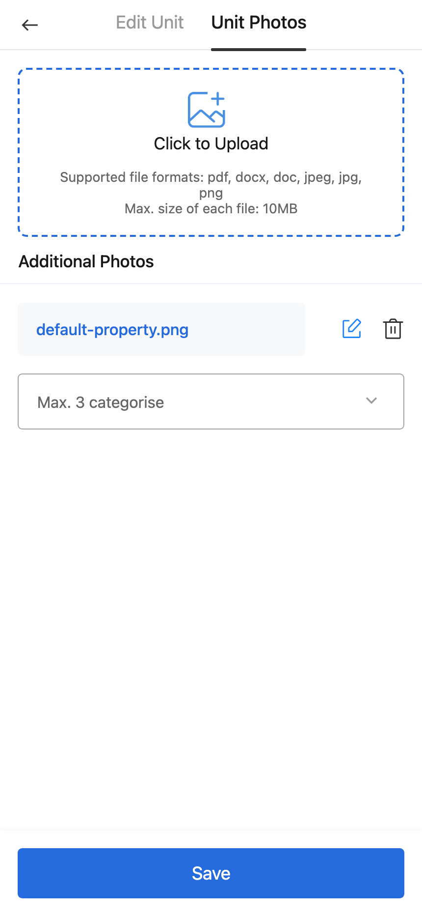 App Unit Photos tab