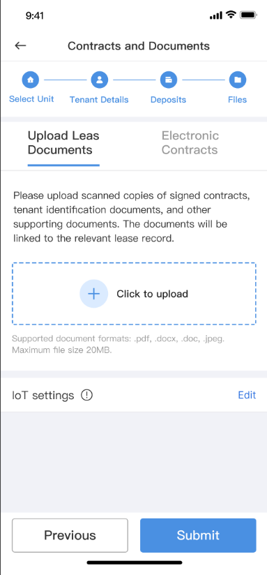 Open IoT settings in the operator app