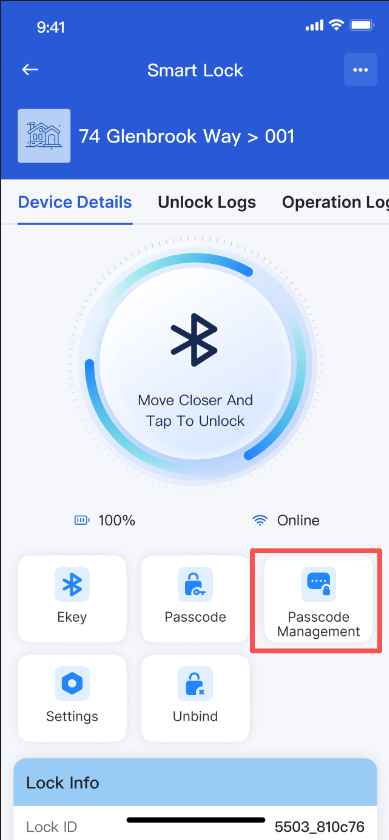 Open passcode management in the operator app