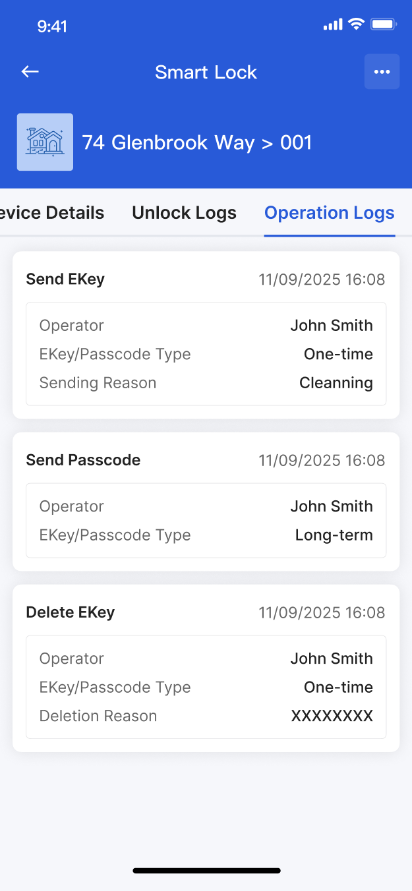 Review logs in the operator app