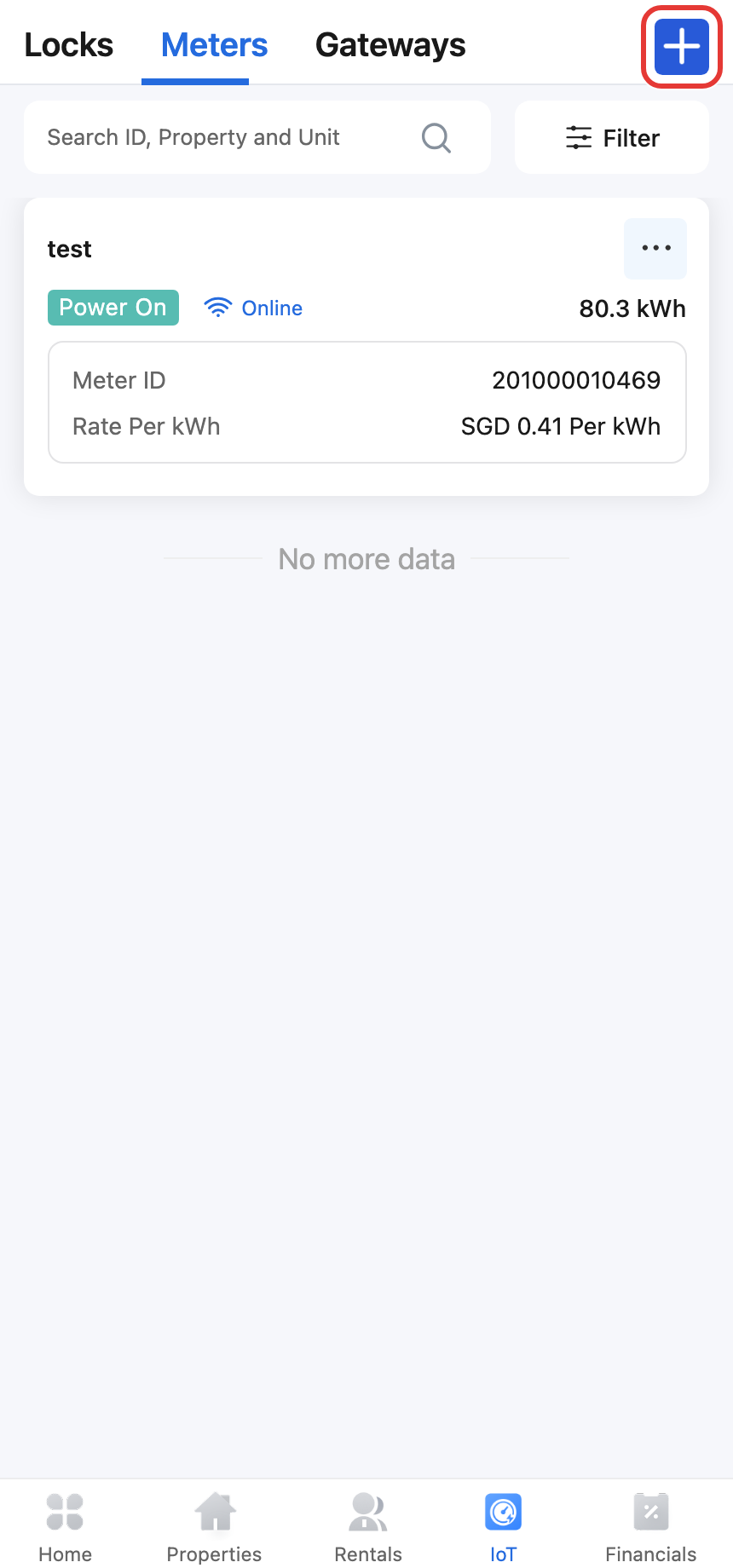 App Smart Meters entry