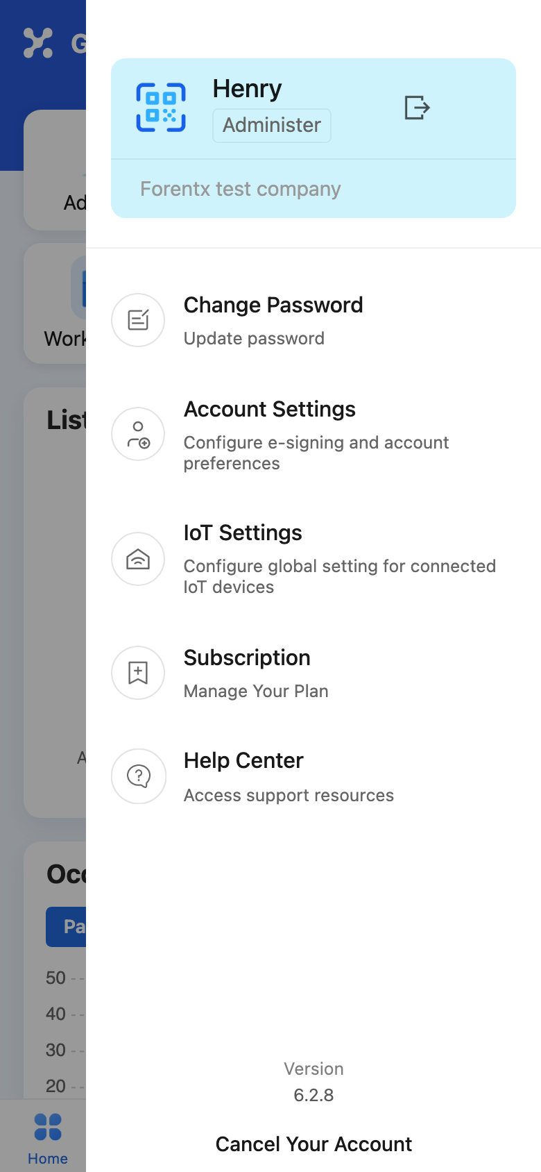 App entry to IoT Settings