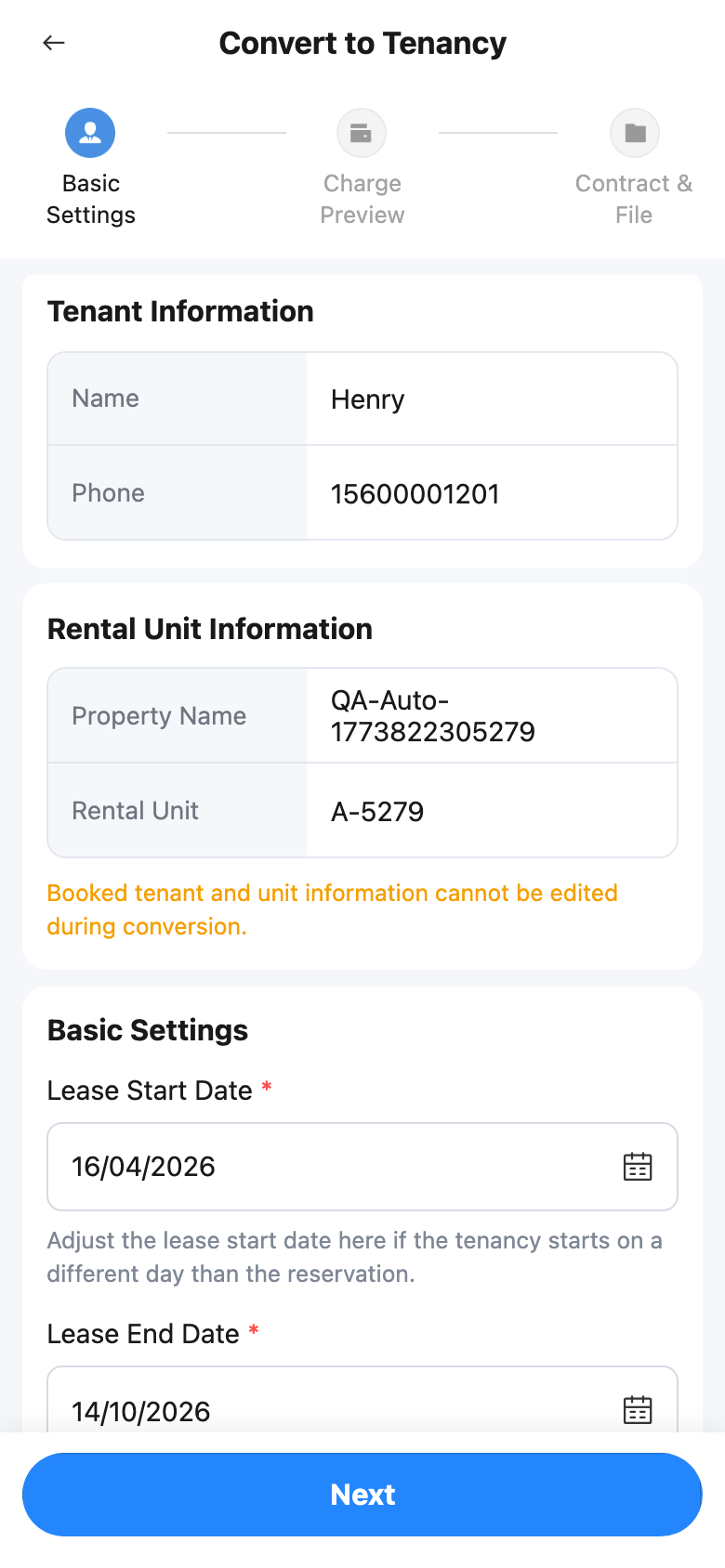 App Basic Settings in Move-In