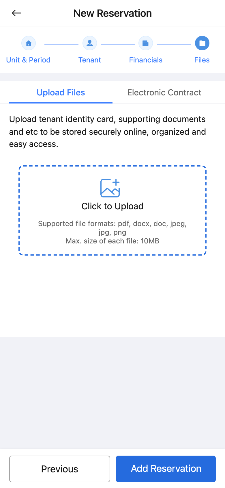 App reservation files step