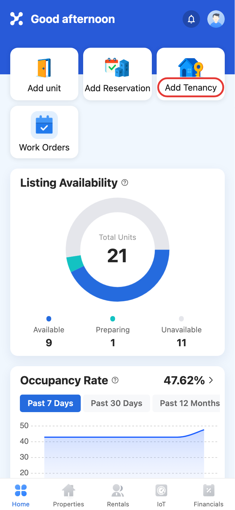 App entry for a direct tenancy