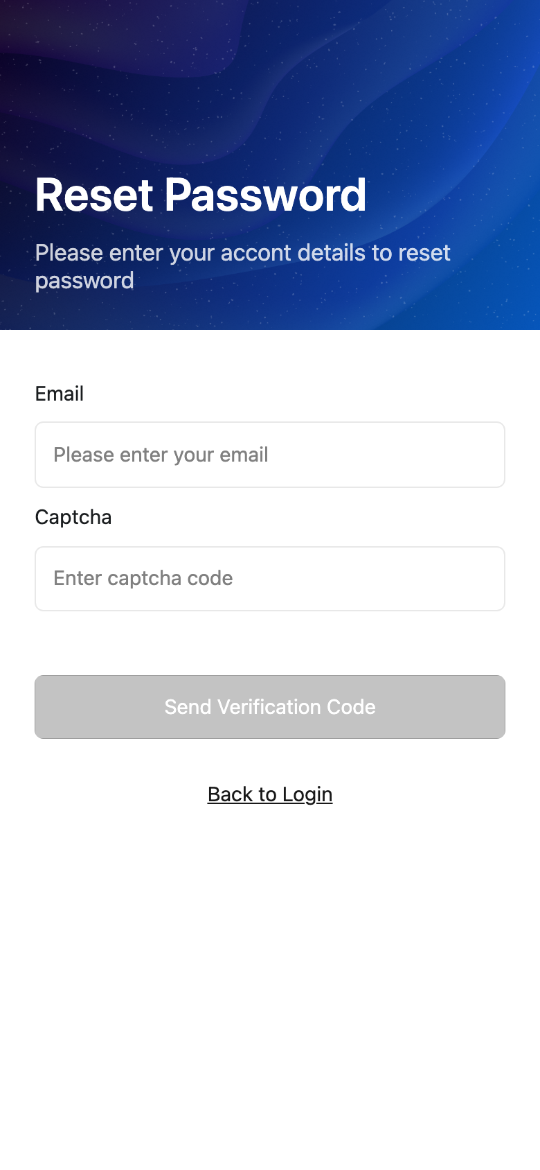 Tenant app forgot password page
