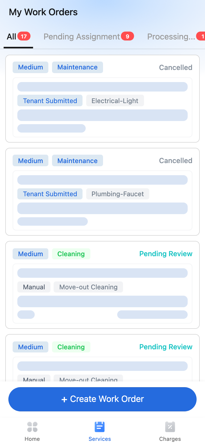 My Work Orders entry
