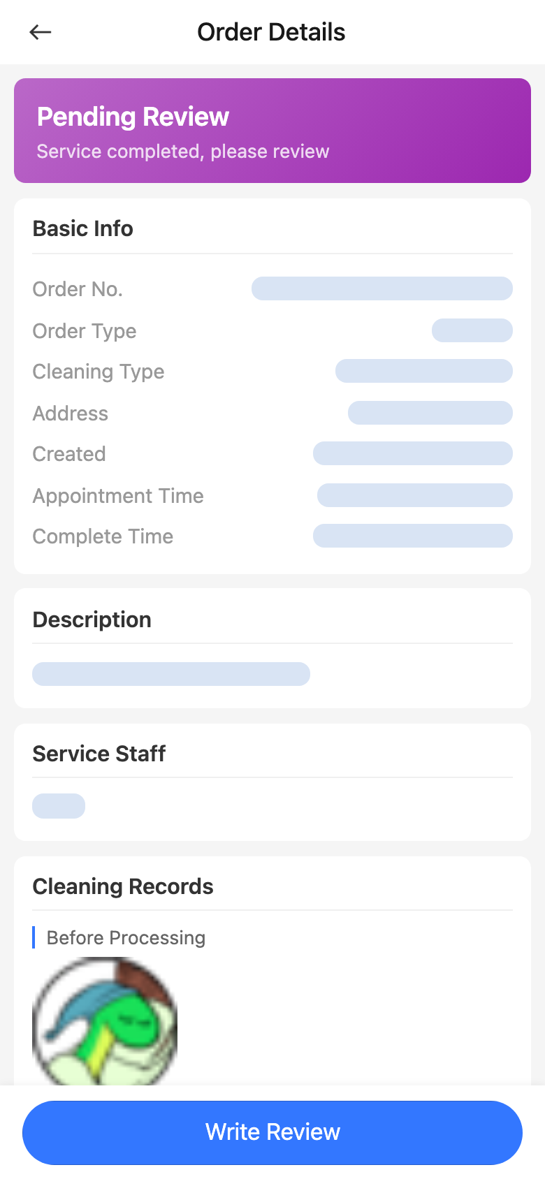 Work Order detail