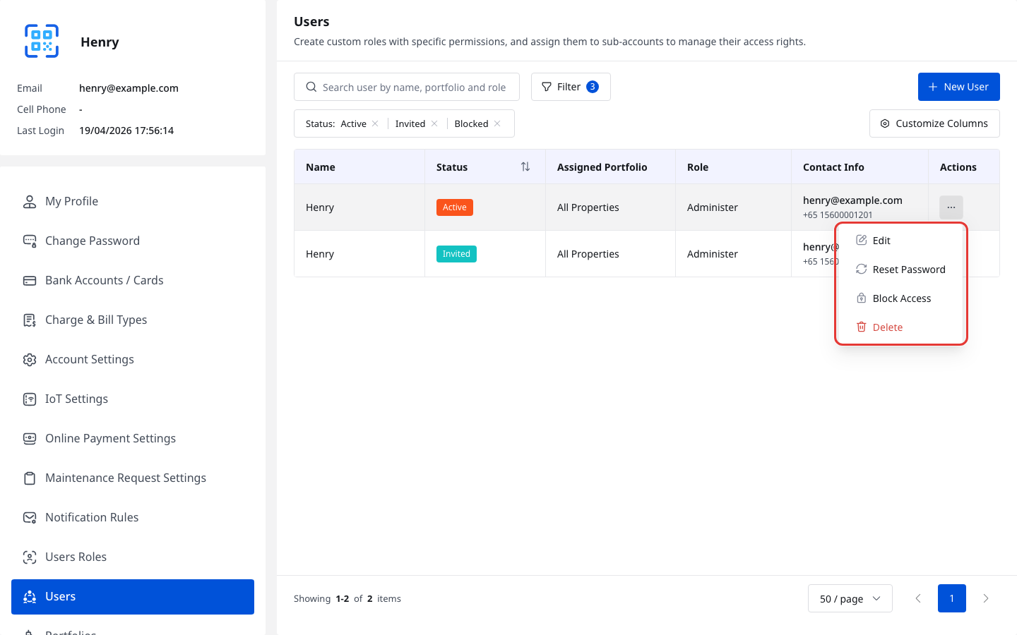 Active User Actions