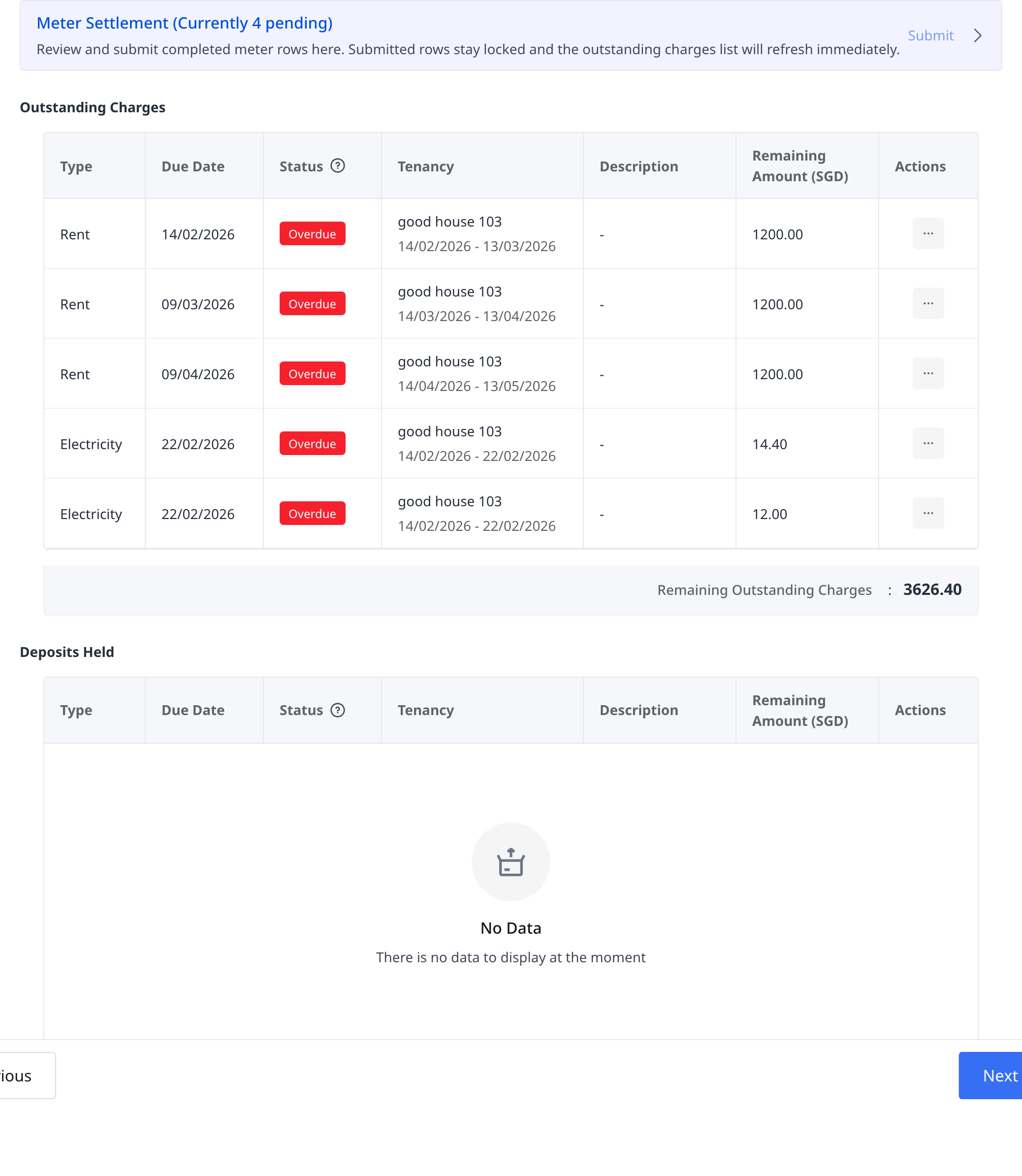 Billing Settlement step