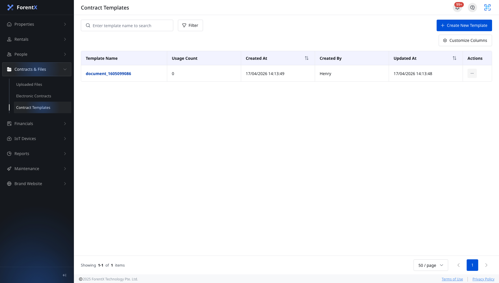 Contract Templates List