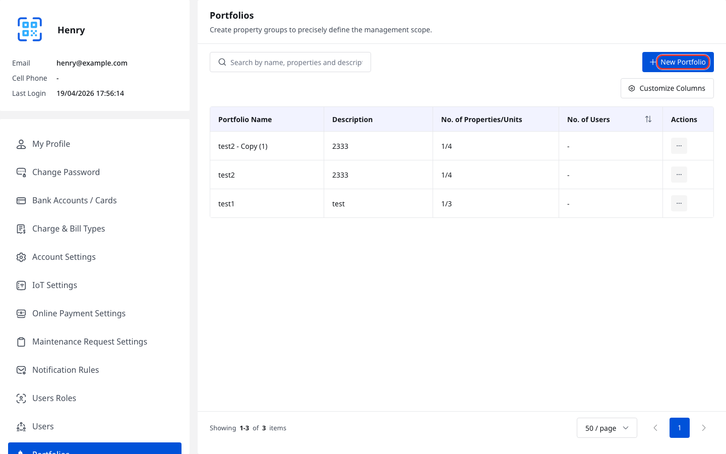 Portfolios List Overview
