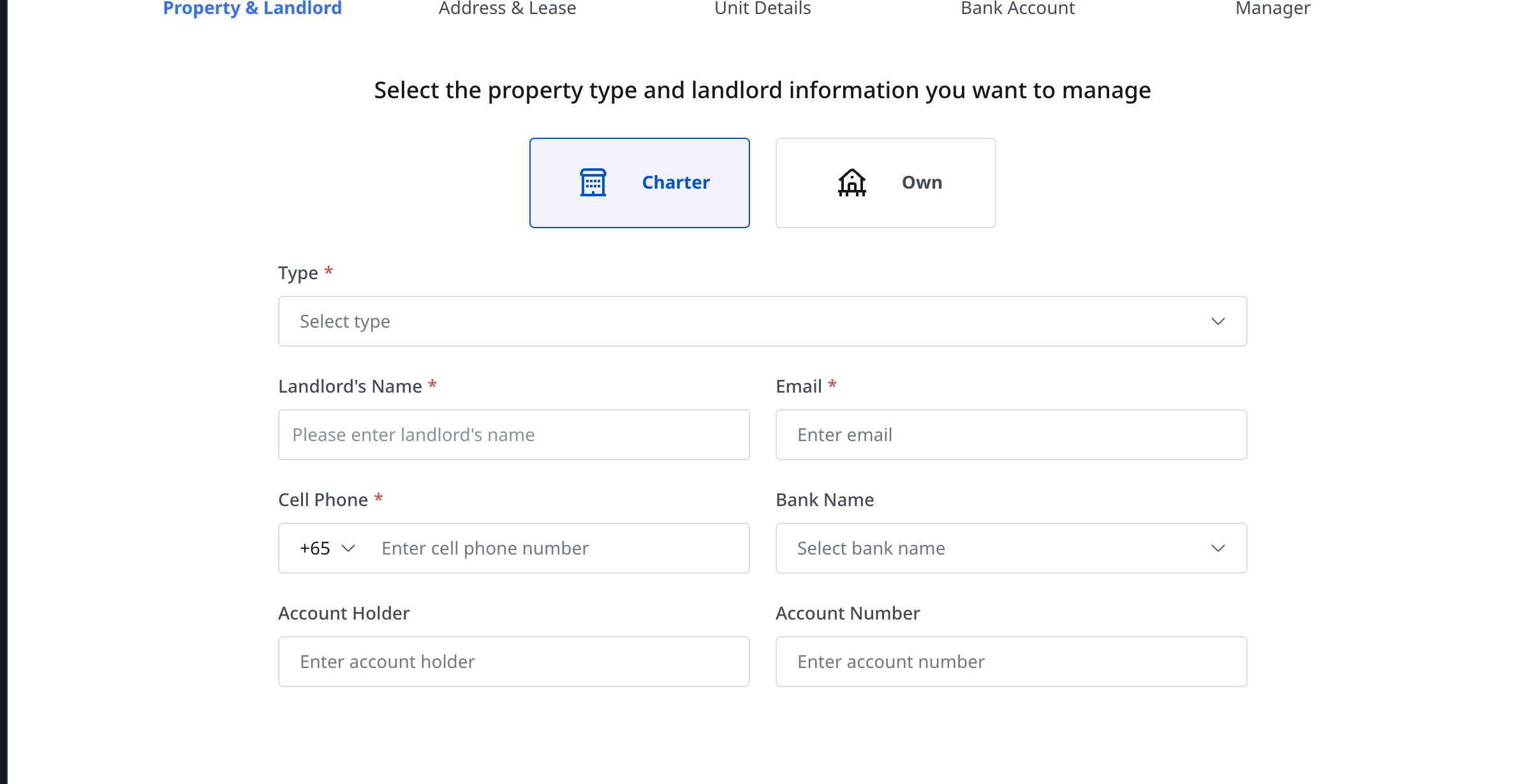 Add Property landlord information