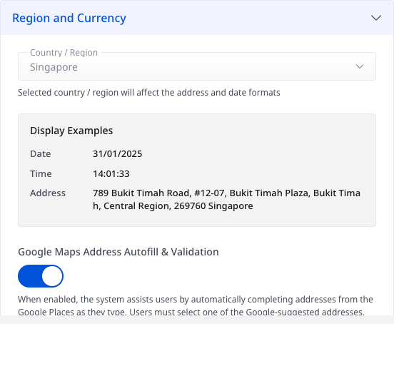 Region and Currency module