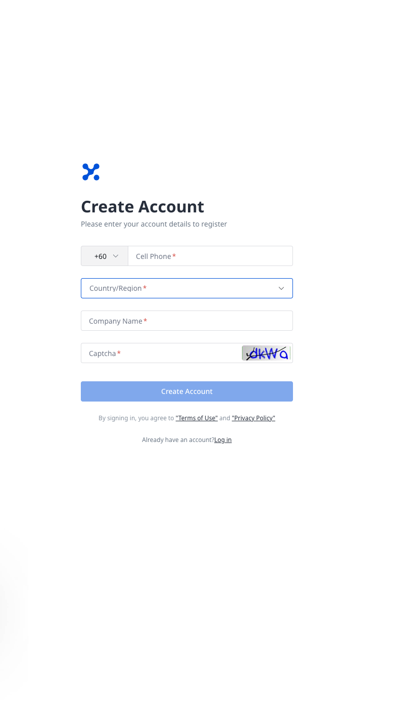 Register account details