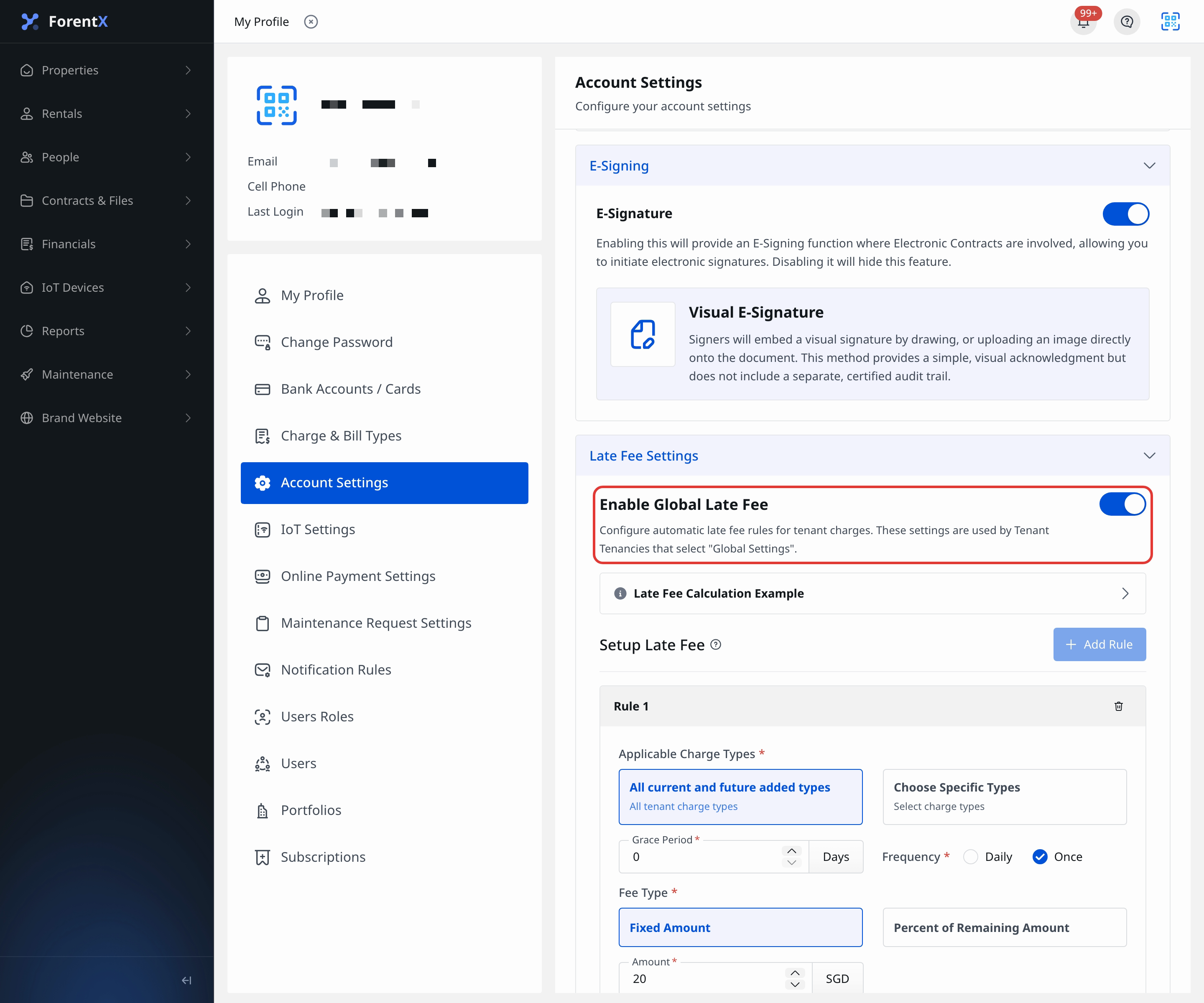 Web Enable Global Late Fee